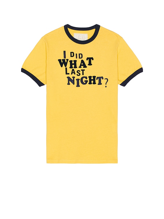 ERL Tシャツ　I DID WHAT LAST NIGHT RINGER-T ERL I Did What Last Night Ringer T-Shirt Knit in Yellow | FWRD