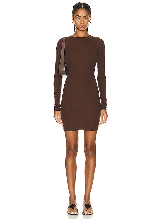 fitted lace wedding dress Chocolate Twist Front Long Sleeve Mini Dress | Dresses main image 0