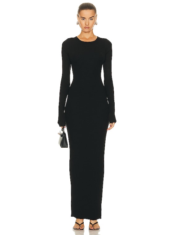 ワンピース ETERNE FW25 LONG SLEEGE CREW NECK MAXI DRESS (CB021 BLK) Eterne Long Sleeve Crewneck Maxi Dress in Black | FWRD