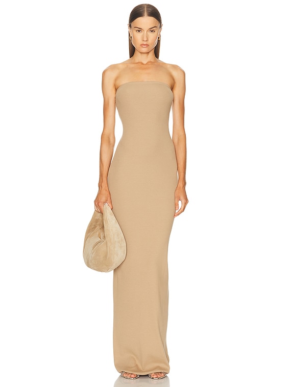 chinese dress ladies Delilah Maxi Dress with Train in Taupe