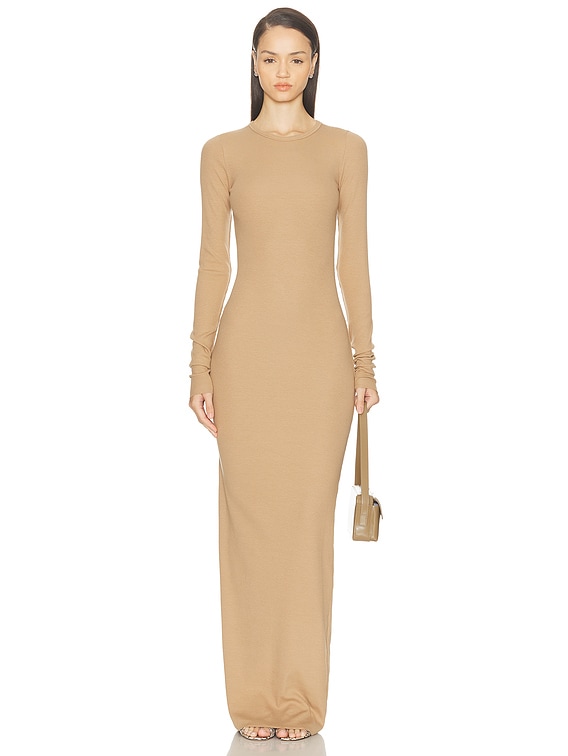 Long Sleeve Crewneck Butter Rib Maxi Dress