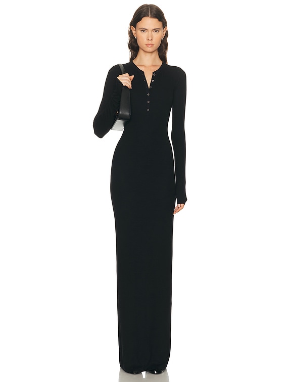 fitted lace wedding dress Emma Short Sleeve Henley Maxi Dress in British Royal Navy main image 0
