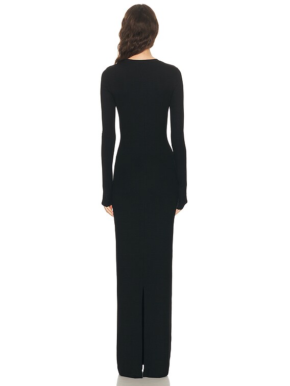 fitted lace wedding dress Long Sleeve Ribbed Henley Maxi Dress – The Fashion Carriage main image 0