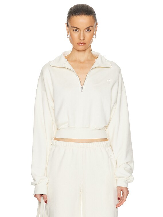 Cropped Half Zip Sweatshirt