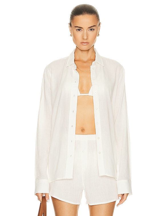 Eterne Jolene Button Down Top in Ivory | FWRD Eterne Jolene Button Down Top in Ivory | FWRD