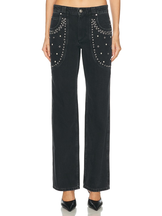 Isabel Marant Etoile Silka Straight Leg in Faded Black | FWRD