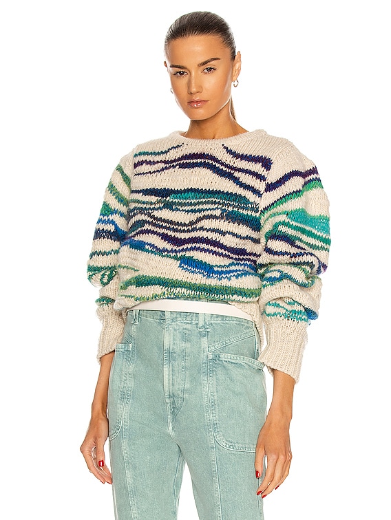 Isabel Marant Etoile Serena Sweater in Green & Ecru | FWRD