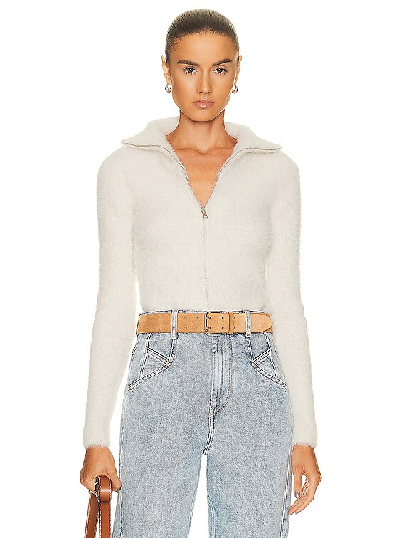 Isabel Marant Etoile Ortana Zip Up Sweater in Ecru | FWRD