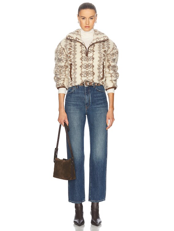 Isabel Marant Etoile Marie Jacket in Ecru & Brown | FWRD Isabel Marant Etoile Marie Jacket in Ecru & Brown | FWRD