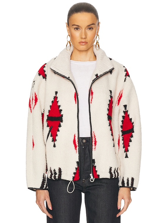 最前線の Isabel Marant FWRD | Red & Ecru in Jacket Ivana Etoile トレーナー+スウェット