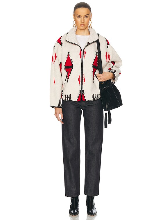 Isabel Marant Etoile Ivana Jacket in Ecru & Red | FWRD