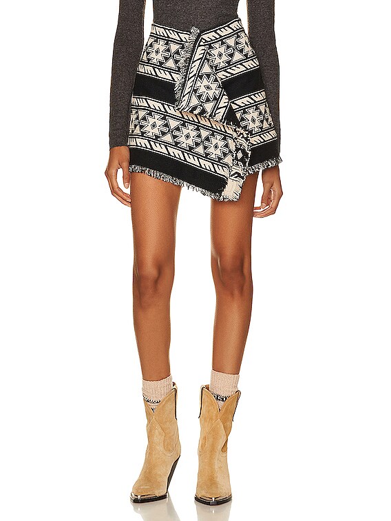 ミニスカート Isabel Marant SS25 Skirts (25EJU0352FA C2J03I01BK) ISABEL MARANT Azizae paneled crinkled-leather mini skirt