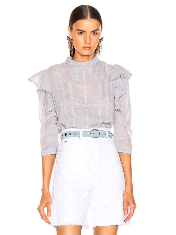Isabel Marant Etoile Anny Top in Light Blue | FWRD