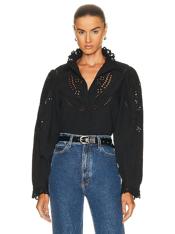Isabel Marant Etoile Raissa Blouse in Black | FWRD