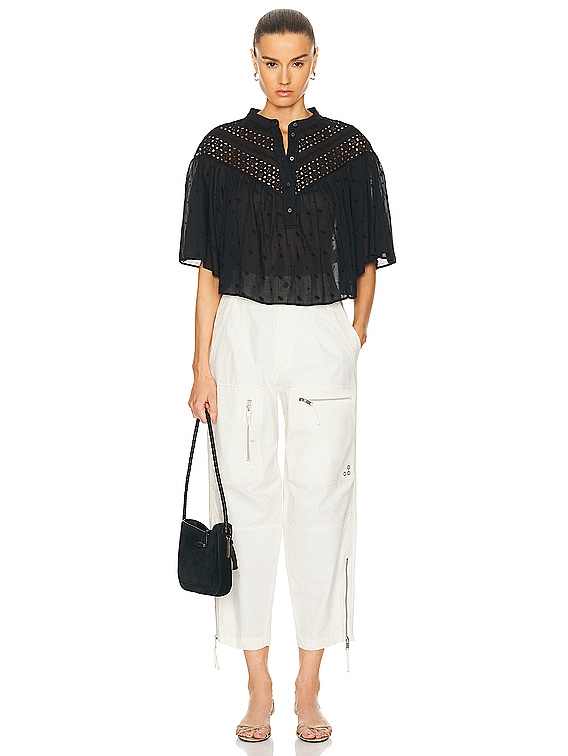 【Marant Etoile】 Safiアシンメトリーレーストップ Isabel Marant Etoile Safi Top in Black | FWRD