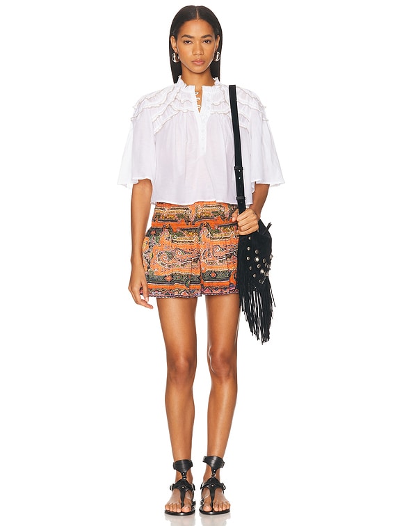 Tシャツ・カットソー ISABEL MARANT ETOILE CARMEN BLOUSE (HT0665FBB3J04E 20WH) Isabel Marant Etoile Carmen Top in WHITE | FWRD