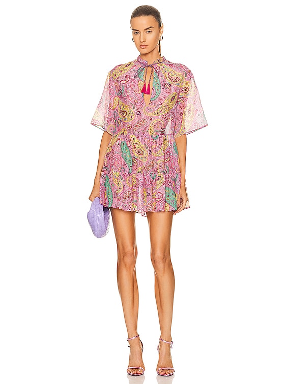 Etro Paisley Short Sleeve Dress in Rosa | FWRD