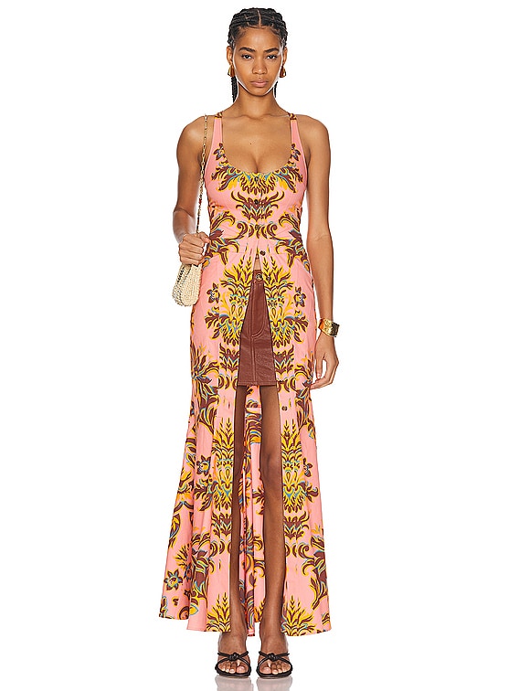 Etro Button Down Maxi Dress in Print On Pink Base | FWRD
