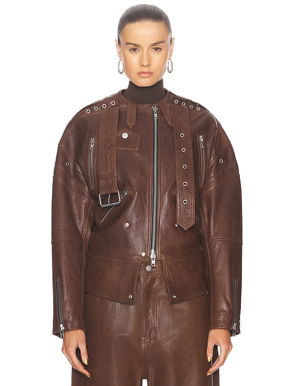EZR Biker Jacket in Brown | FWRD