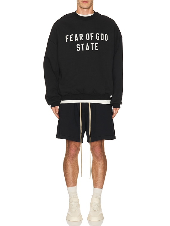 国内発送☆FEAR OF GOD☆HEAVY FLEECE CREWNECK/BLACK Heavy Fleece Crewneck - Black | Fear of God ESSENTIALS