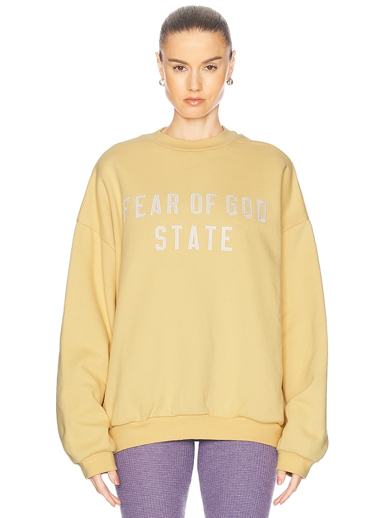 Fear of God ESSENTIALS Heavy Fleece Crewneck in Amber | FWRD