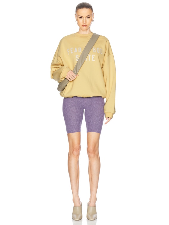 【FOG Essentials】 Amber Heavy Fleece Crew Neck Sweatshirt Fear of God ESSENTIALS Heavy Fleece Crewneck in Amber | FWRD