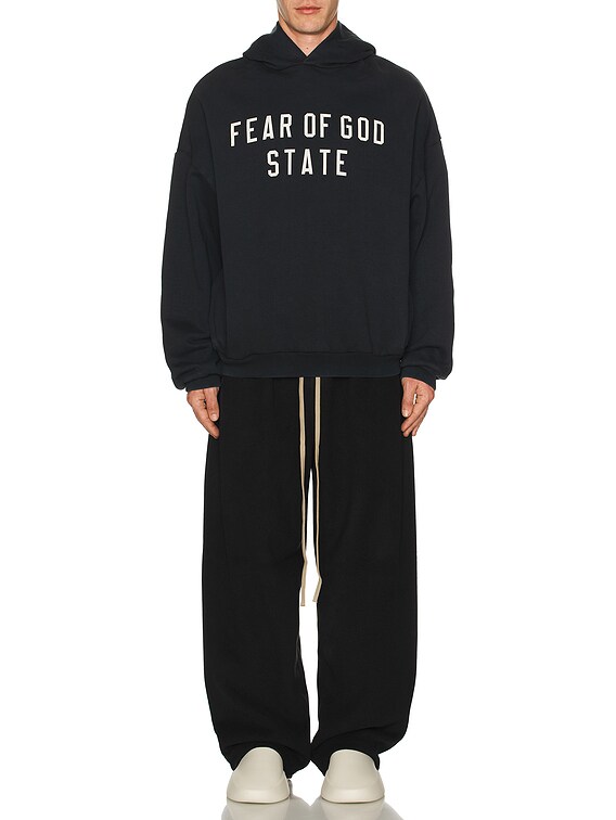FOG ESSENTIALS HEAVY FLEECE HOODIE BLACK フーディーパーカー Fear of God ESSENTIALS Heavy Fleece Hoodie in Black | FWRD