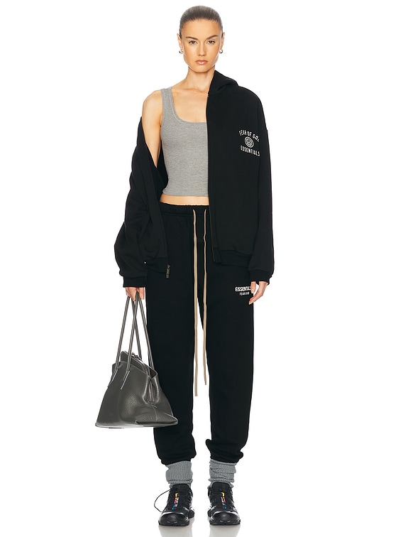 Fear of God ESSENTIALS Heavy Fleece Fullzip Hoodie in Black | FWRD