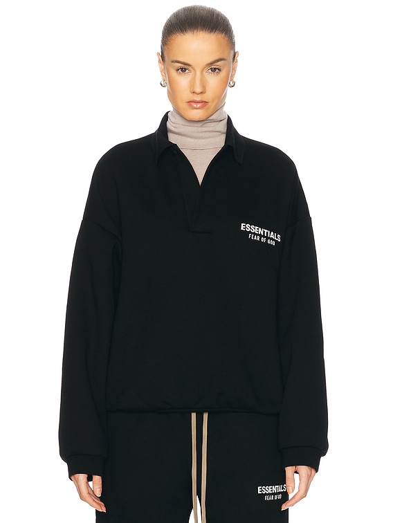 Fear of God ESSENTIALS Fleece Polo in Black | FWRD