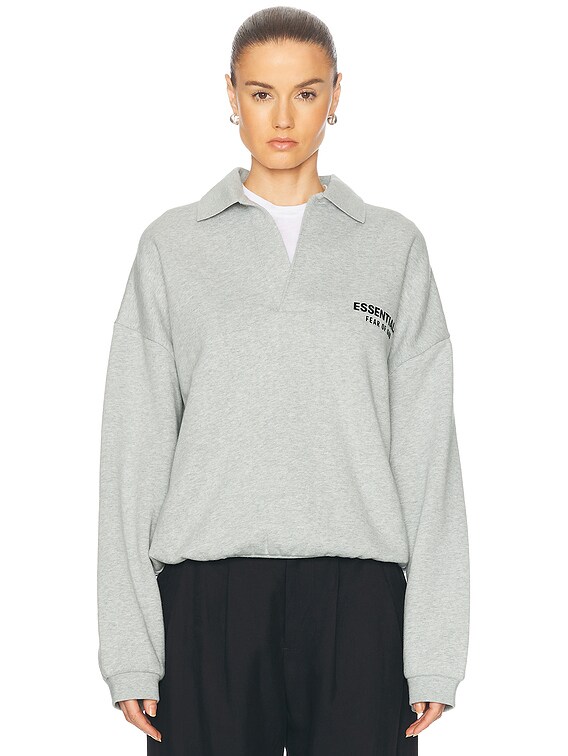 シャツ Essentials Fleece Polo Sweatshirt Light Heather Grey 27491583_57288142_322.jpg