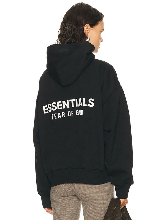 fear of god hoodie パーカー Fear of God ESSENTIALS Fleece Hoodie in Black | FWRD