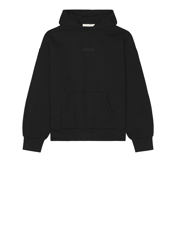Fear of God ESSENTIALS Classic Fit Fleece Hoodie in Jet Black | FWRD
