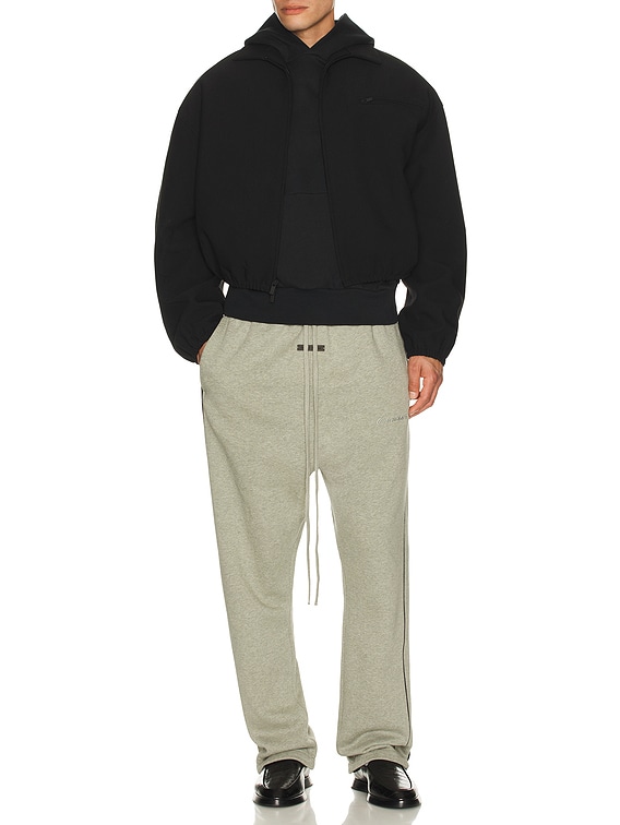 Fear of God ESSENTIALS Bonded Canvas Zip-Up Jacket in Jet Black | FWRD