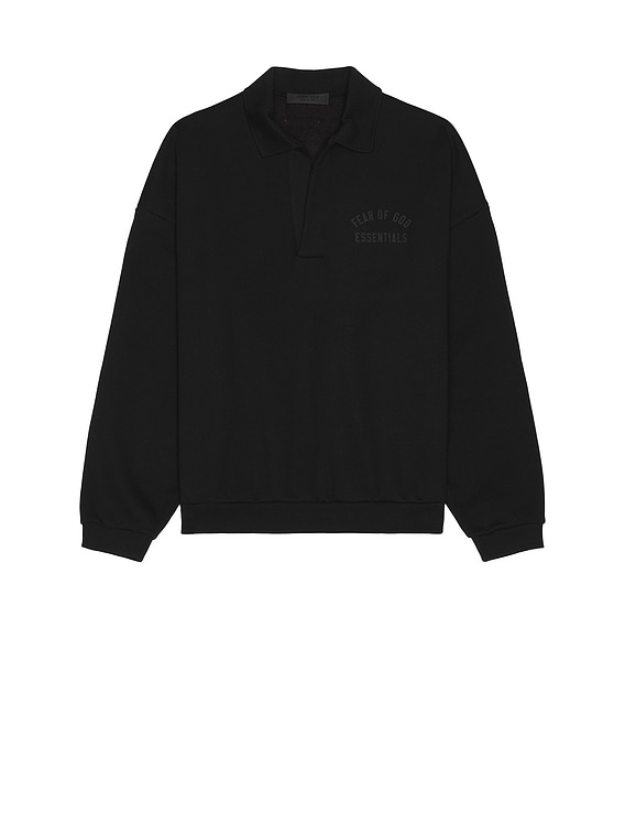 Fear of God ESSENTIALS Fleece Polo in Black | FWRD