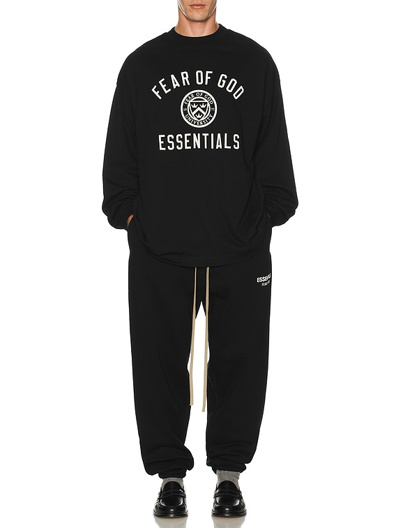 Fear of God ESSENTIALS Jersey Long Sleeve Tee in Black | FWRD