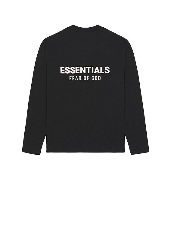 Fear of God ESSENTIALS Classic Fit Long Sleeve Tee in Jet Black | FWRD