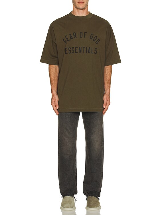 【FOG Essentials】 Olive Crew Neck T-Shirt Fear of God Essentials Olive Crew Neck T-Shirt | PacSun