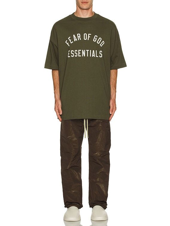 ☆FEAROFGOD☆ ESSENTIALS JERSEY CREWNECK TEE MILITARY - 24FW Fear of God ESSENTIALS Jersey Crewneck Tee in Dark Heather