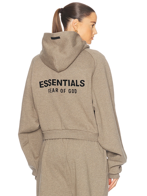 Fear of God ESSENTIALS Cropped Hoodie in Heather Gray | FWRD