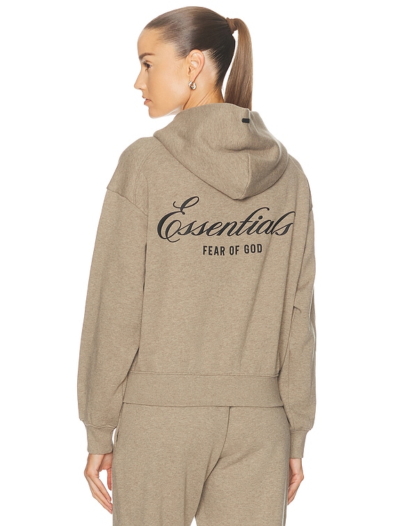 Fear of God ESSENTIALS Classic Full Zip Fleece Hoodie in Homestead