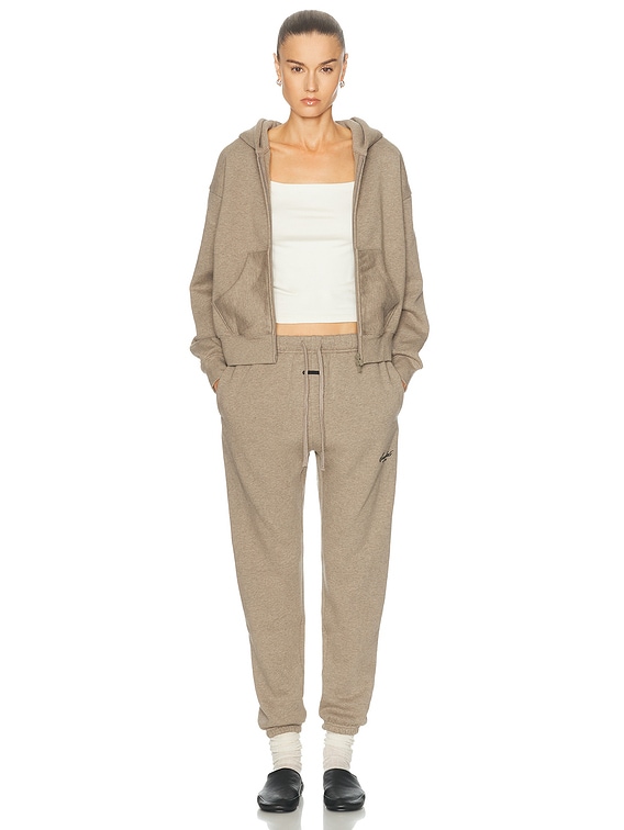 Fear of God ESSENTIALS Classic Full Zip Fleece Hoodie in Homestead