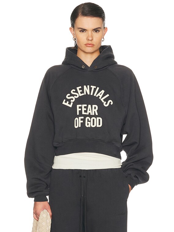 Fear of God ESSENTIALS Campus 90's Cropped Raglan Fleece Hoodie in