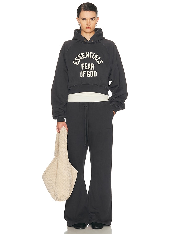 Fear of God ESSENTIALS Campus 90's Cropped Raglan Fleece Hoodie in