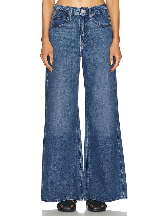 Light Blue + Blue Stitching 3 Button High Waisted Palazzo