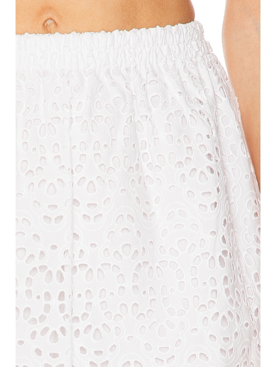 FRAME The Deco Eyelet Skirt in White | FWRD