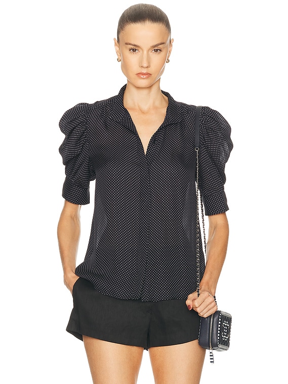 FRAME The Gillian Top in Navy Multi | FWRD
