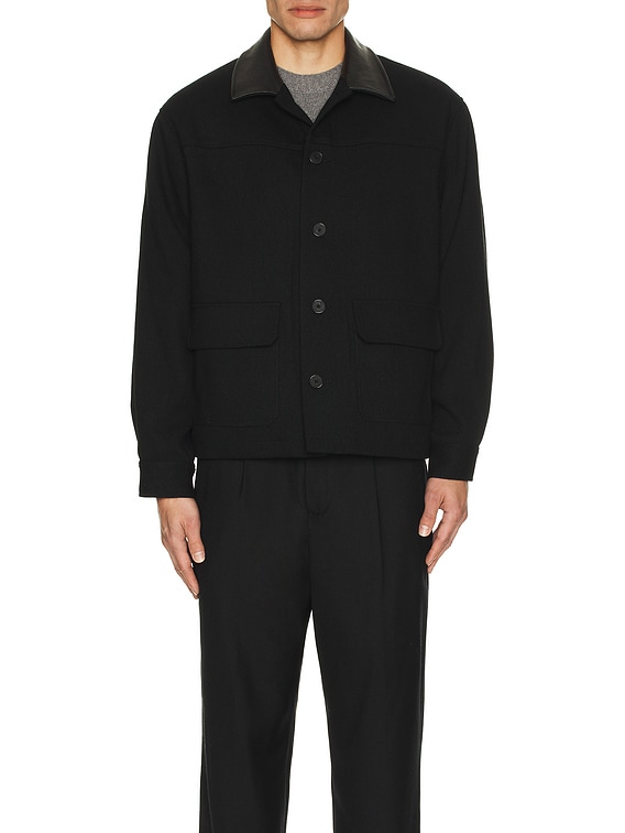 FRAME Woolen Workwear Jacket in Black | FWRD