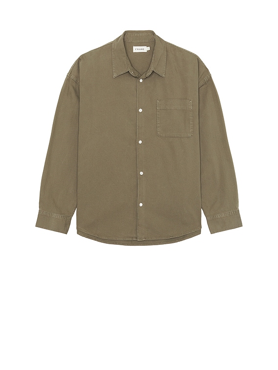 FRAME Long Sleeve Relaxed Denim Shirt in Taupe | FWRD