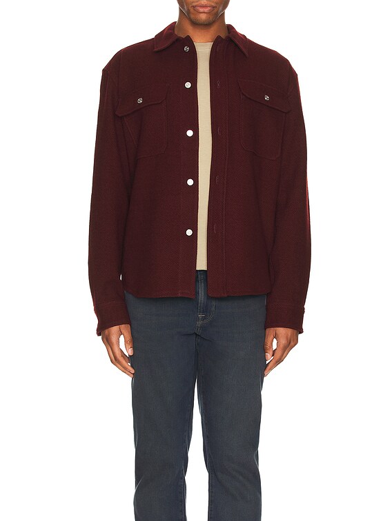 FRAME Textured Shirt in Dark Burgundy | FWRD FRAME Textured Shirt in Dark Burgundy | FWRD