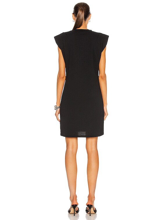 FRAME Padded Shoulder Dress in Noir | FWRD FRAME Padded Shoulder Dress in Noir | FWRD